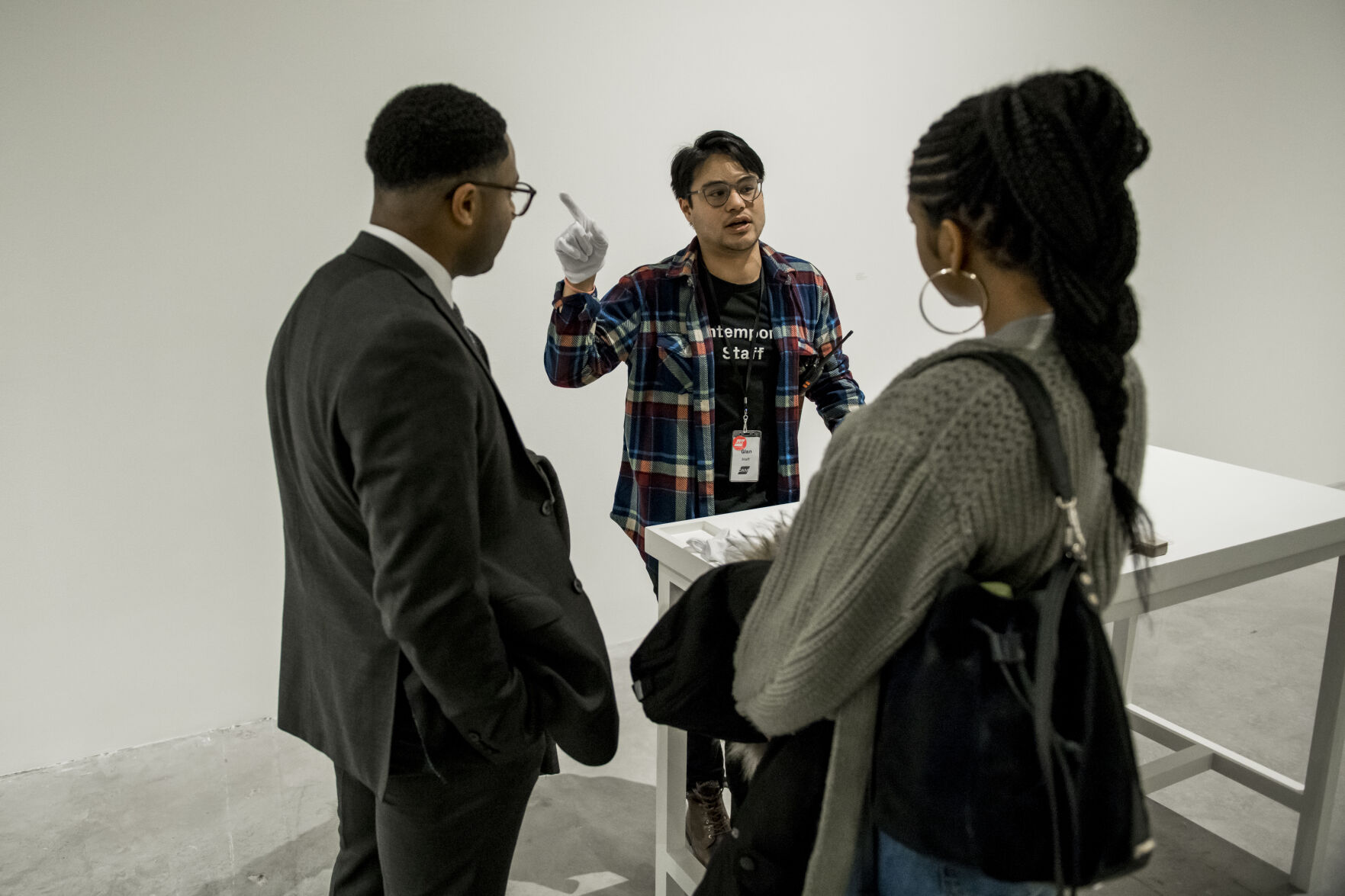 2020.02 First Friday_Will Driscoll giving tours in the gallery, photo by Will Driscoll.jpg